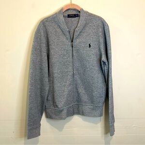 NWOT Polo Ralph Lauren gray knit tech bomber jacket sweatshirt size medium